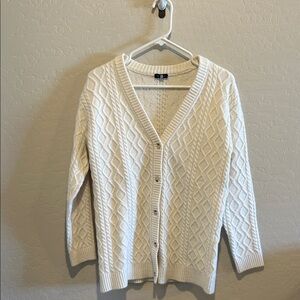 Talbots Cream Diamond Knit Cardigan